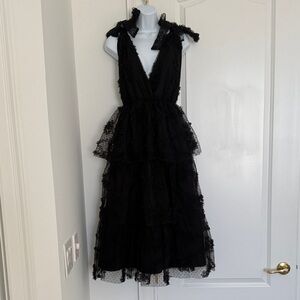 Just Me Black Backless Lace Dress